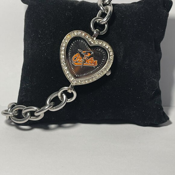 Baltimore Orioles MLB Heart Stainless-Steel Bracelet Watch by Game Time NEW